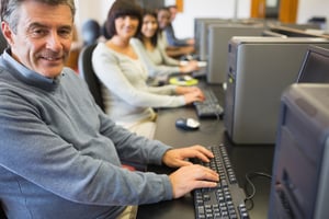 Computer class working happily in college