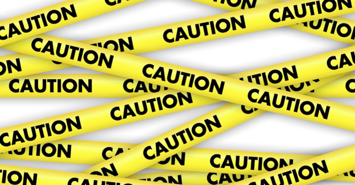 Caution tape on a white background