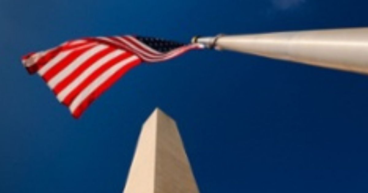 The Washington Monument and American Flag, Washington, DC