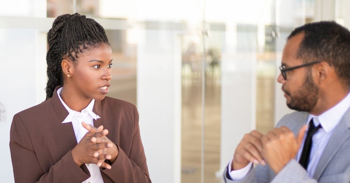 two people chatting through a tough moment