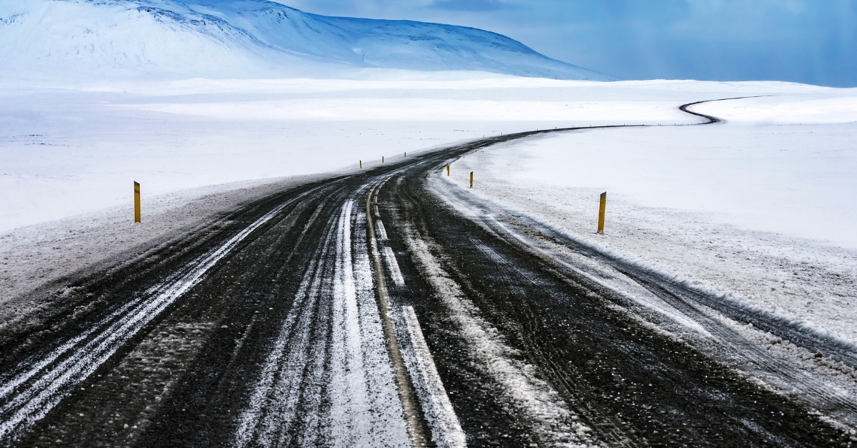 snowy, winding road